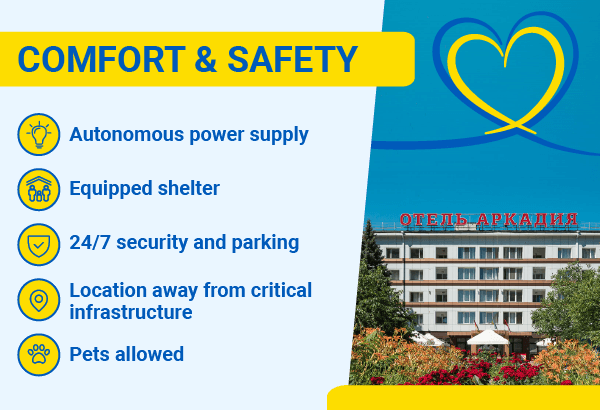 Comfort and safety in hotel Arcadia, Odessa